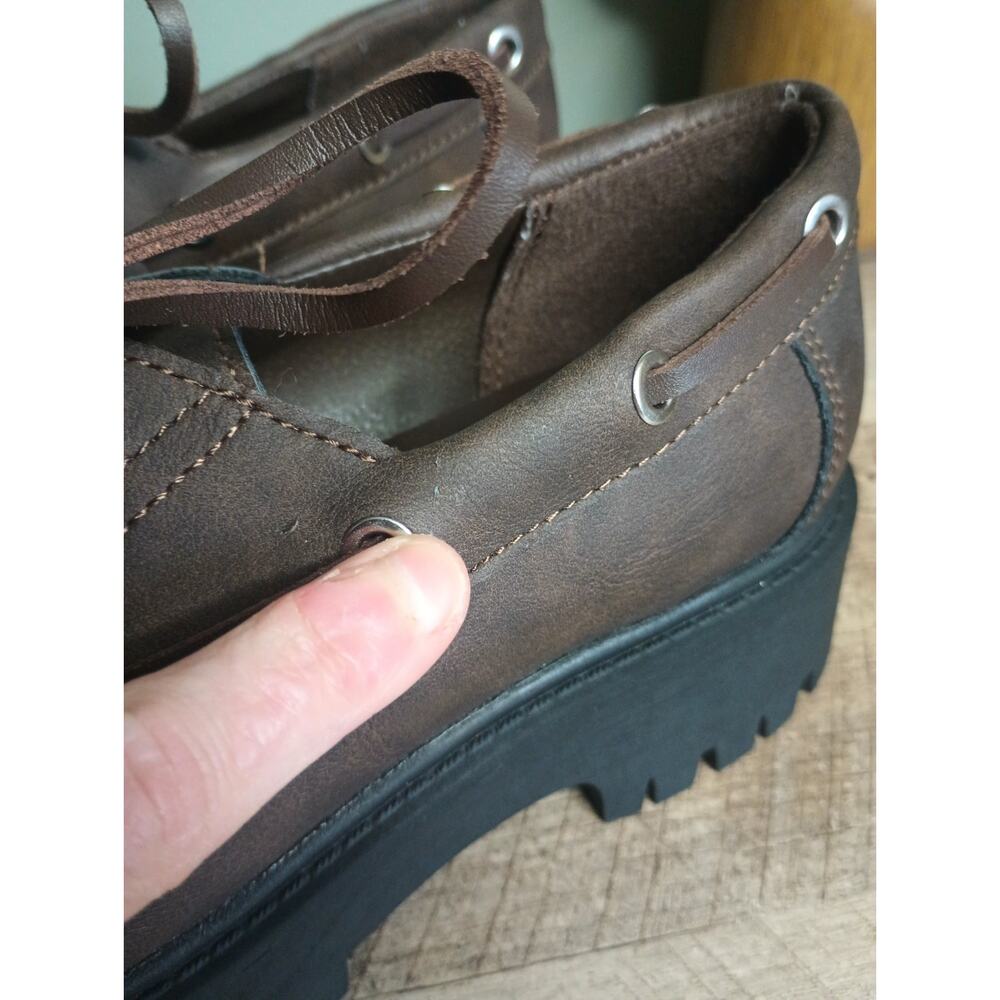No Boundaries Womens Chunky Platform Oxford Shoes 7 Brown Grunge Academia - Picture 4 of 10